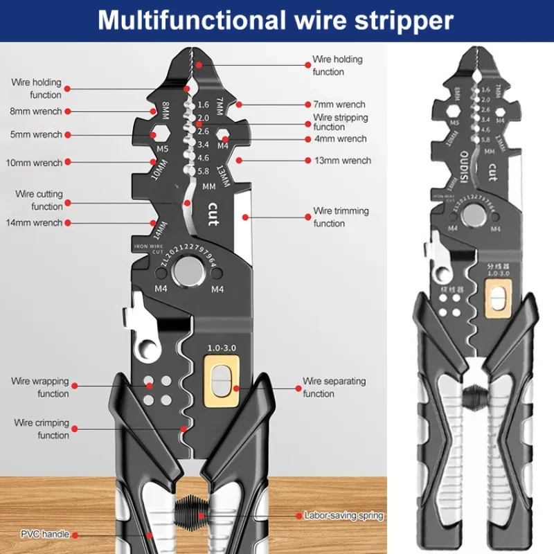 25 in 1 Multifunctional Special Wire Stripping Pliers for Electrician Cutting Wire Stripping Skin Pressing Wire Winding Scissors