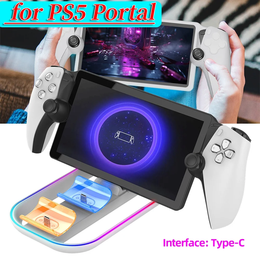 Charger Stand Station with Charging Cable Charging Stand Portable Charging Dock Station for Sony PlayStation Portal PS5 Portal