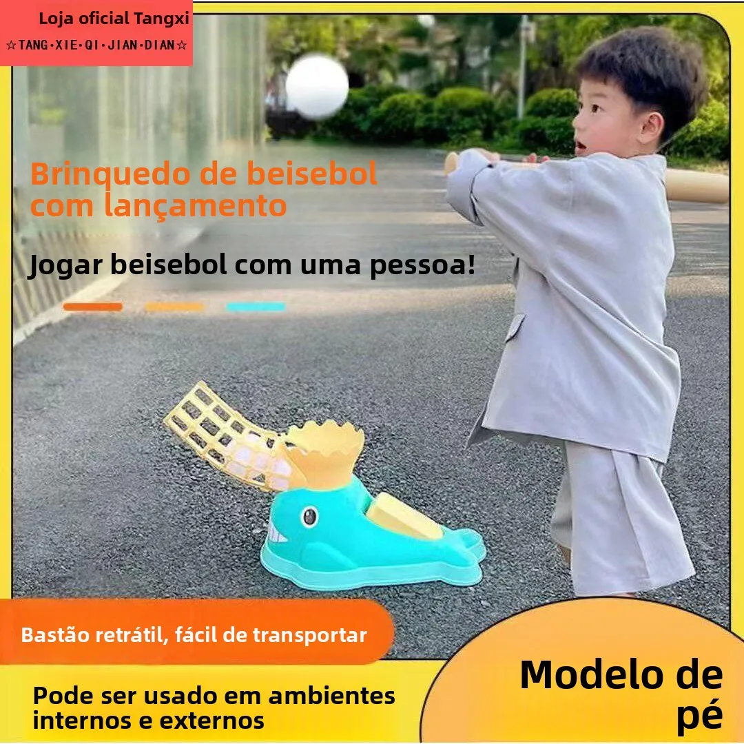 子供用野球トレーニングセット-自動ボールランチャー-足踏み式-室内屋外スポーツ玩具-創造的なギフトアイデア