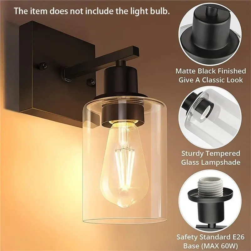 ABRU-Modern Minimalist Retro Wall Sconce-An Indoor Glass Light Fixture (Bulb Not Included) Suitable For Decorating Bedroom