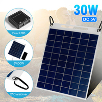 30W Solar Panel 5V Dual USB Solar Power Bank Waterproof Portable Solar Cell Phone Power Bank Solar Charger For Camping Hiking