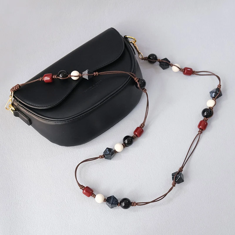 New Fashion Woman Bag Accessory Detachable Vintage Beaded Chain Amber Acrylic Bag Rope Strap Women Handbag Shoulder Handle Chain