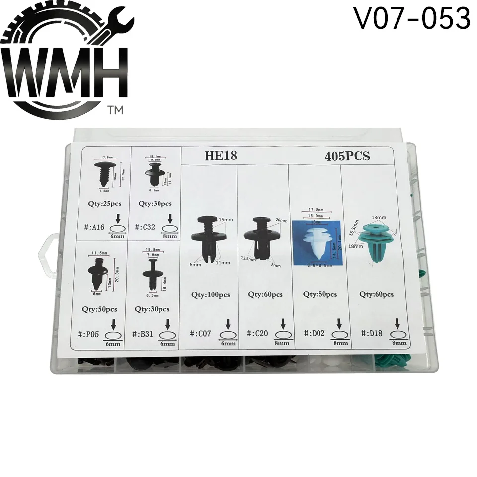 

HE18 405PCS Universal Car Clips Kit Nylon Auto Fasteners Door Panel Fender Bumper Trim Rivets for Toyota Honda Hyundai Mazda Kia