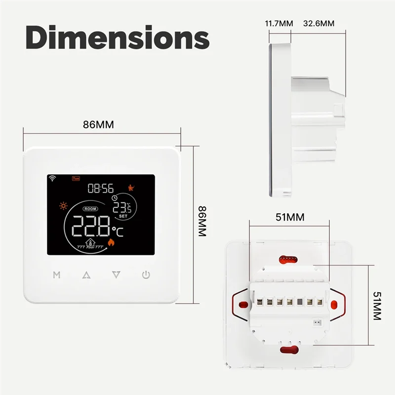 ABJO-Tuya Wifi Termostato Regolatore di Temperatura Ambiente Riscaldamento Acqua/Elettrico a Pavimento Caldaia a Gas Controllo App per Alexa