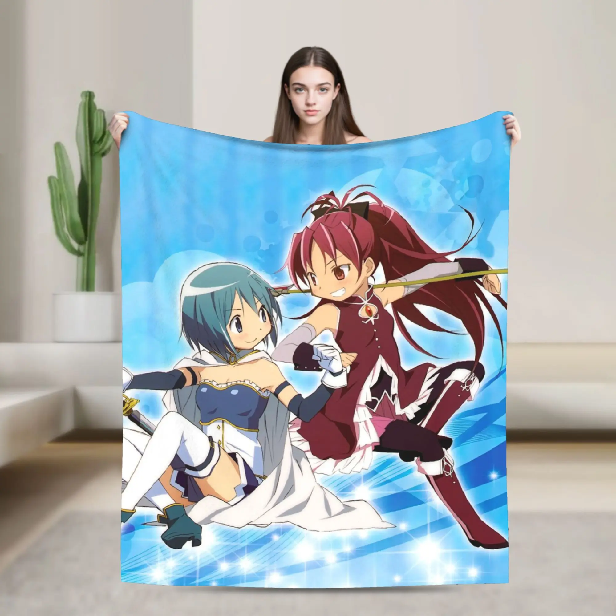 Kyouko Sakura Sayaka Miki Knitted Blanket Puella Magi Madoka Magica Lightweight Thin Throw Blanket for Bedroom Sofa Bedspread
