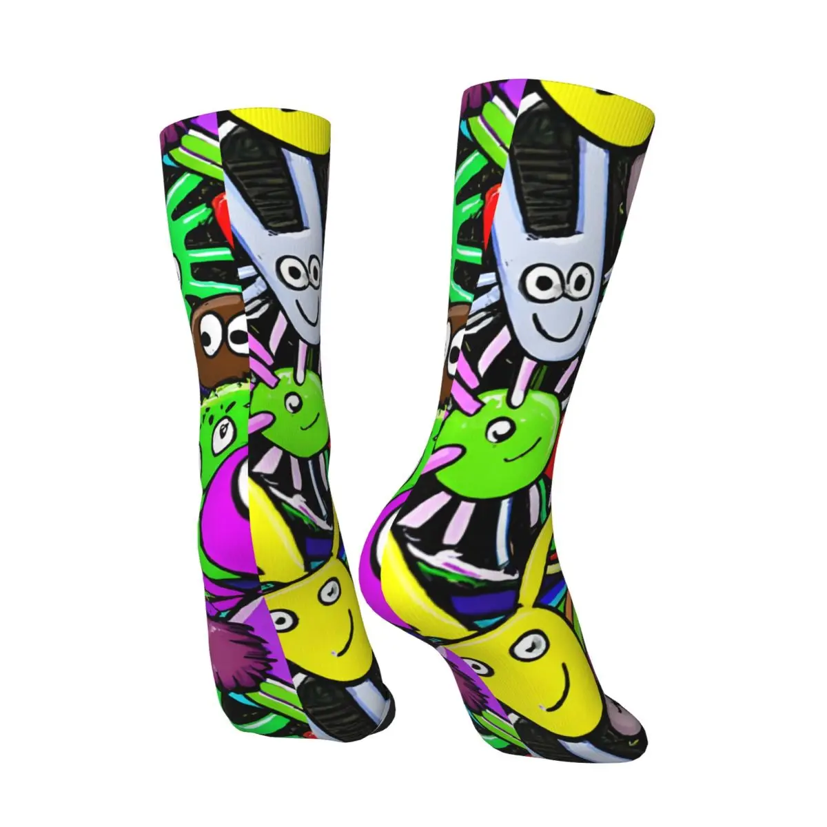 Crazy compression Creature Doodles 10 Sock for Men Harajuku Quality Pattern Crew Sock Casual