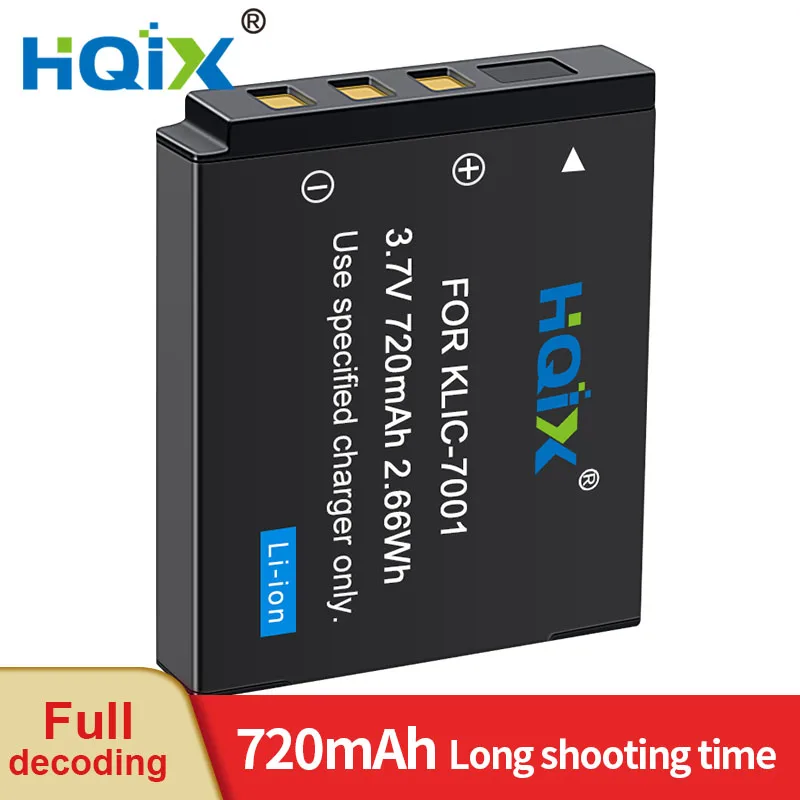 

HQIX for Kodak M320 M340 M341 M753 M763 M853 M863 M893 M1013 M1063 M1073 V550 V610 V705 V570 Camera KLIC-7001 Charger Battery