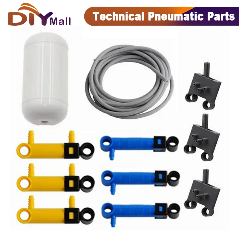 

Набор технических пневматических деталей MOC, 11 шт., воздушный насос/бак/толка/поршень, совместимый с Major Brick Systems (19475/19482/75974)