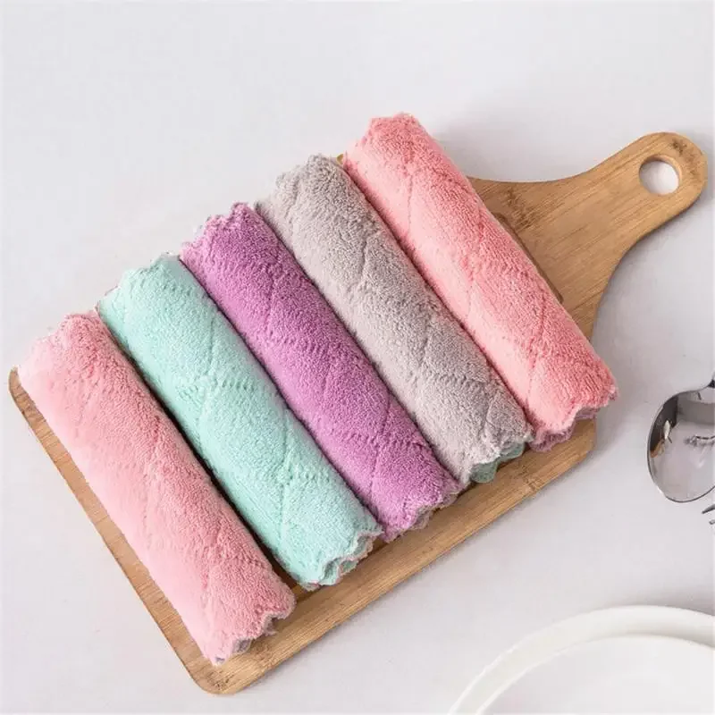 1pcs Microfiber Towel Absorbent Kitchen Cleaning Cloth Non-stick Oil Dish Towel Rags Napkins Tableware Household Cleaning