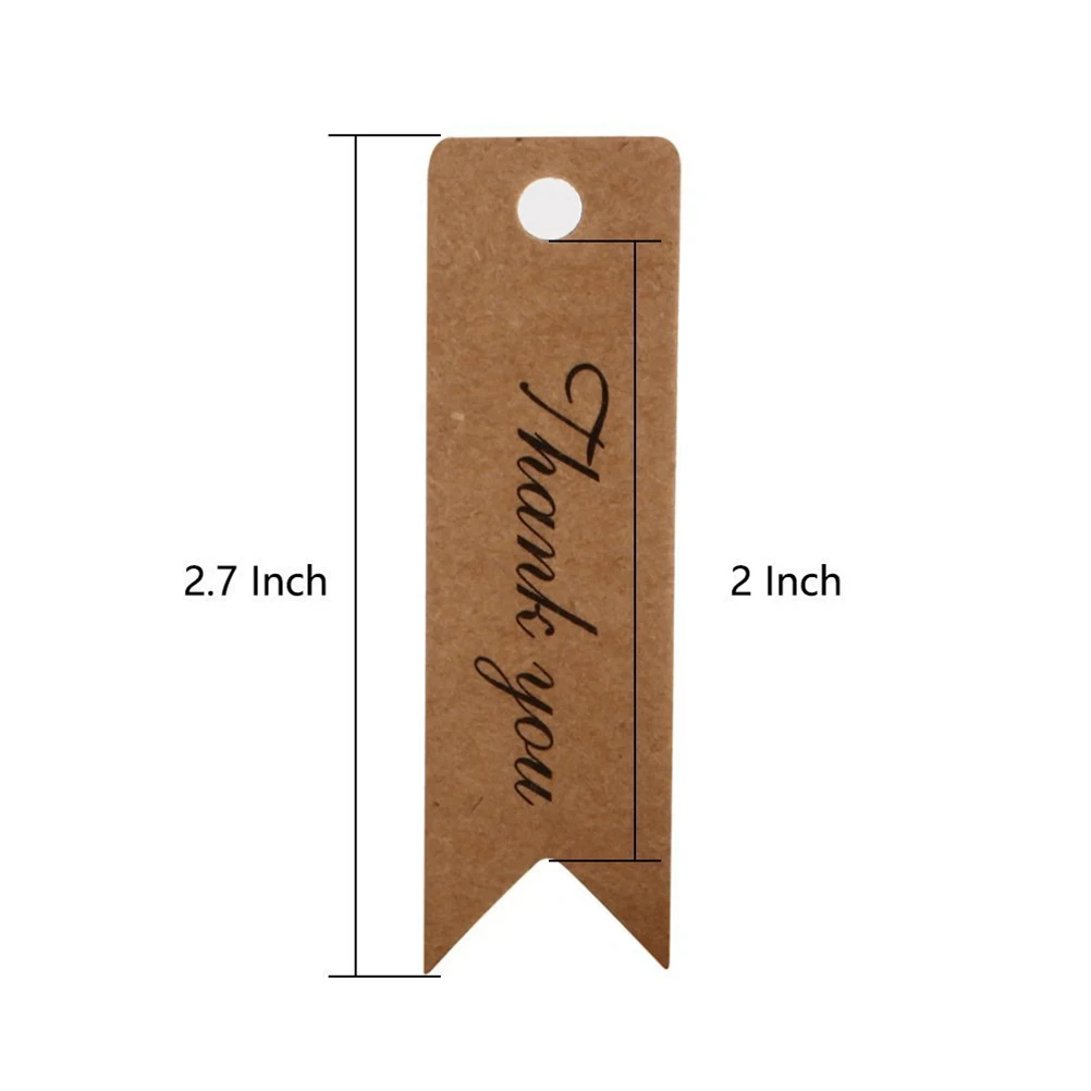 100Pcs Kraft Paper Thank You Tags Fish Tail Scalloped Shape DIY Gift Cards Wedding Favor Gift Tags Craft Paper