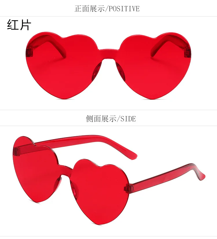 New Valentine's Day Party Jelly Color Love Heart Shaped Glasses Red Blue Sunglasses Happy Jungle Tropical Hawaiian Party Decors