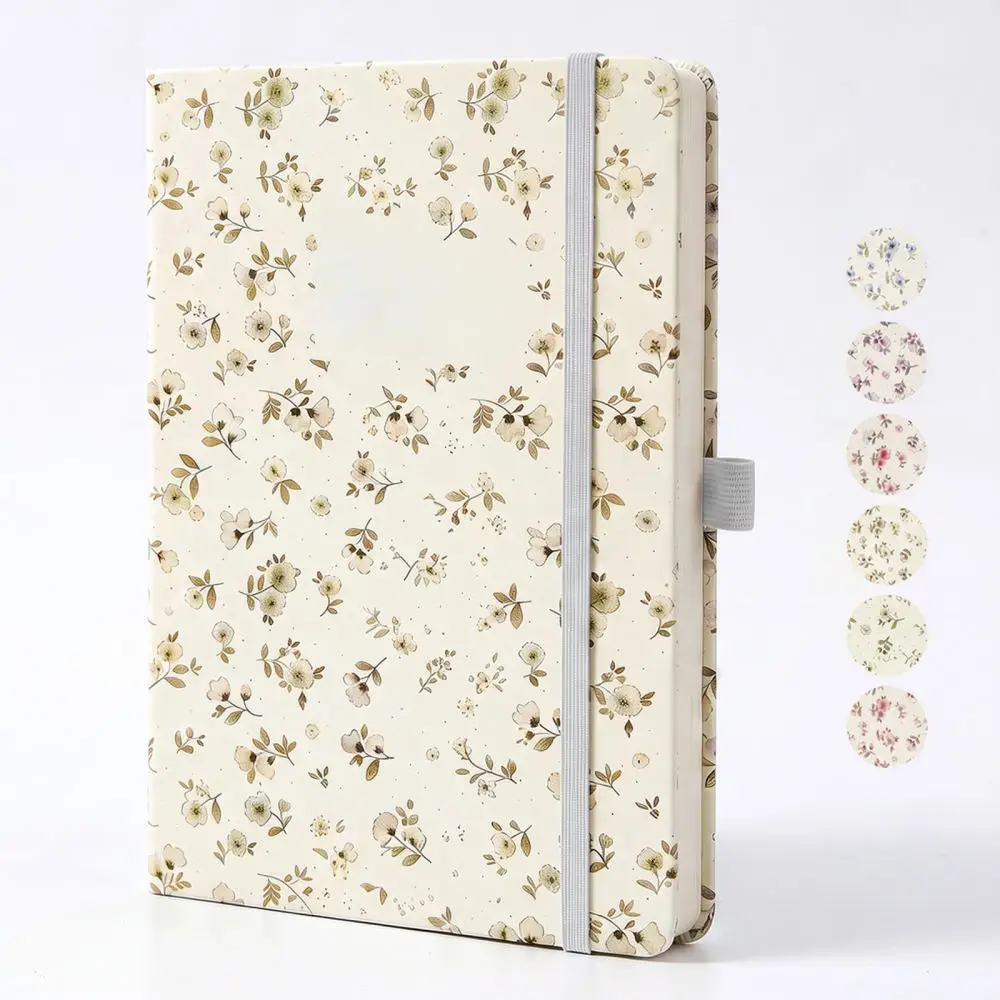 Fashion Daisy Pattern A5 Notebook Diary For School Study Office Work Stationery Supplies Elastic Closure Smooth Pages