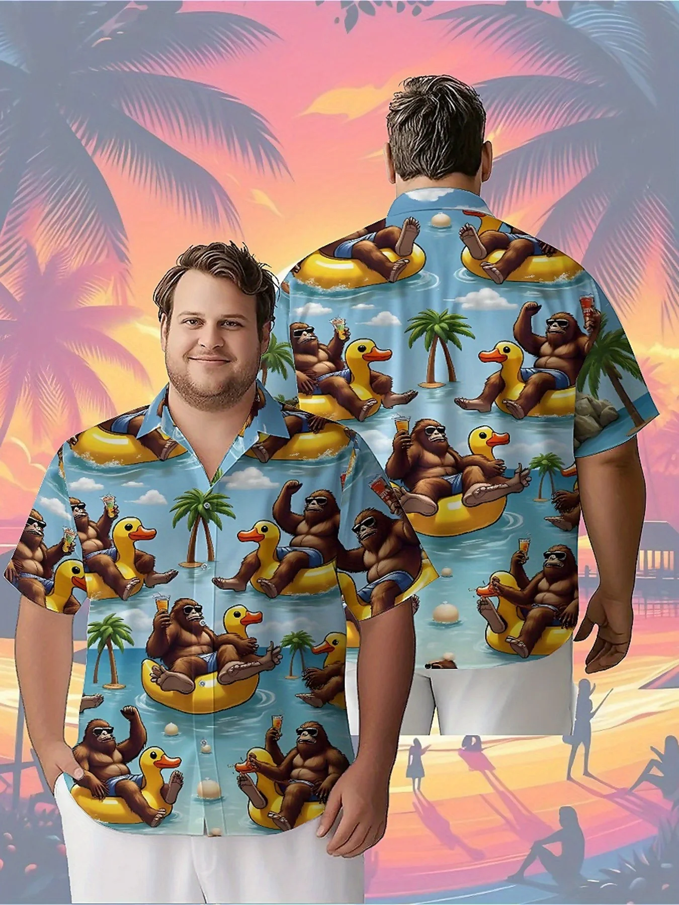 Men's Plus Size Hawaiian Shirts Tropical Beach Party pattern, Unisex Aloha Shirts,summer Tops Tee,streetwear