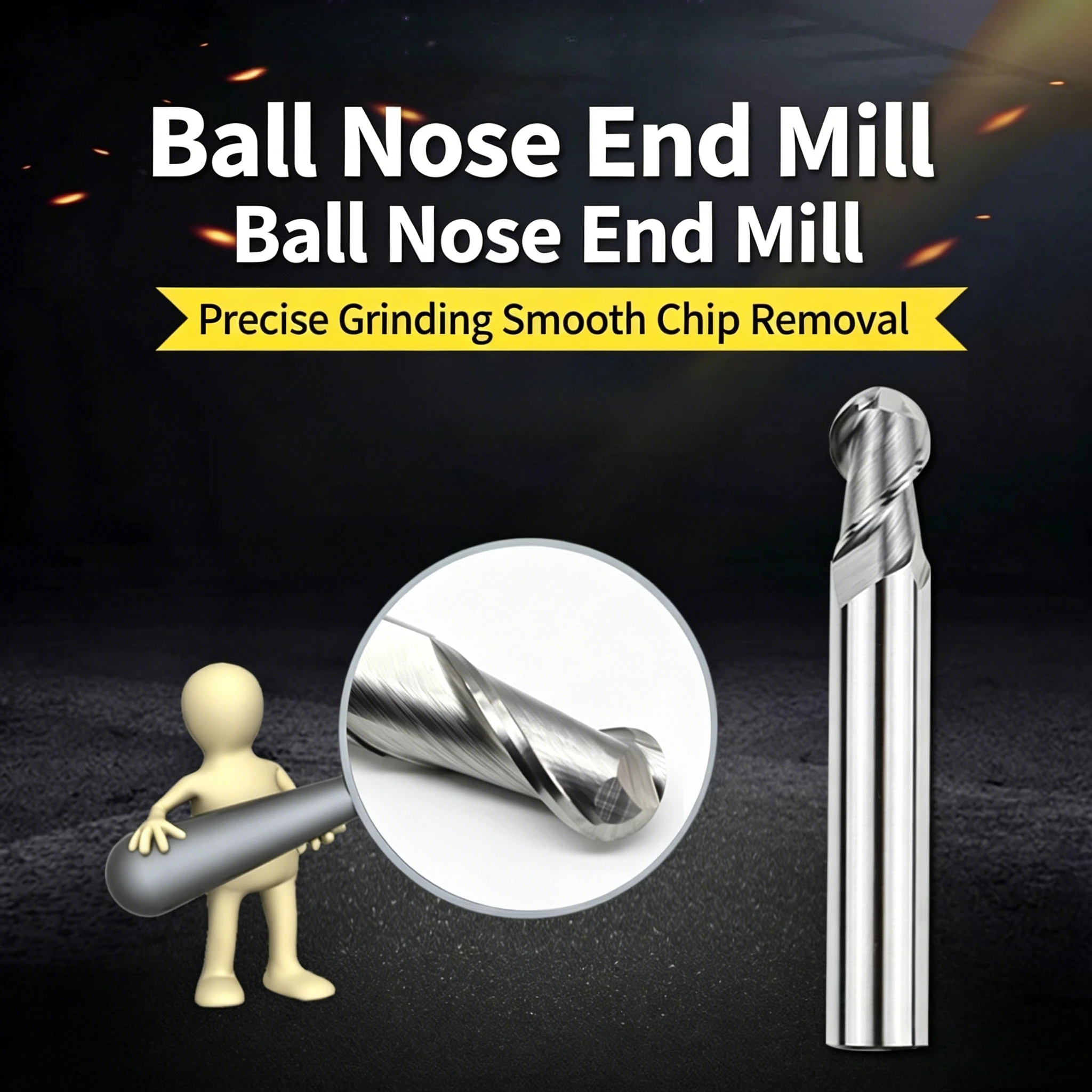 

DDUF 1PC HRC55 Carbide Ball Nose End Milling Cutter 2 Flutes R0.5-R8.0 End Mill Router Bit for wood and aluminium