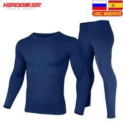 Herobiker Thermal Underwear Men Motorcycle Skiing Base Layer Thermal Underwear Winter Warm Long Johns Shirts Tops Bottom Suit