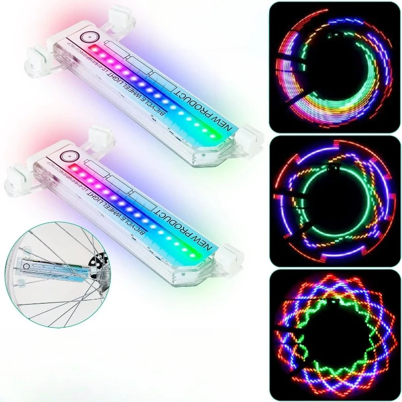 2-Pack 32LED Bike Light Pattern Riding Rainbow Wheel Tire Flash