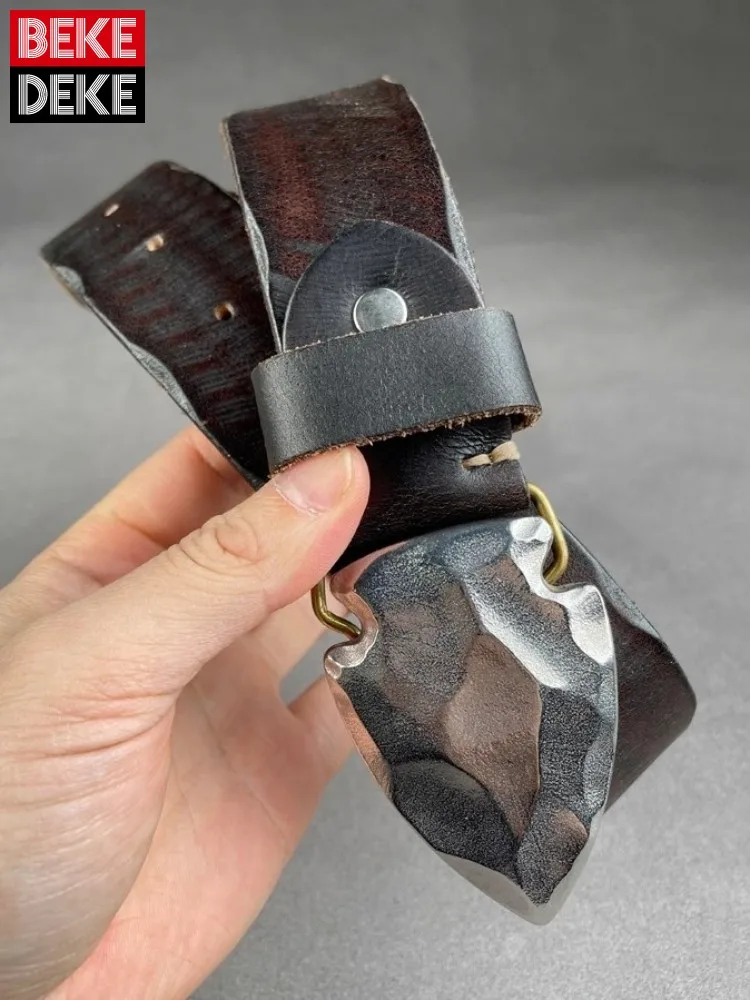 

Высококачественный мужской ремень из натуральной яловой кожи, винтажный повседневный уличный ремень с пряжкой из нержавеющей стали, потертый пояс для джинсов