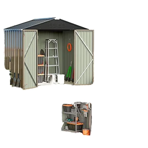 Outdoor garden Storage building Easy to assemble wood metal shed Strong galvanized steel apex roof