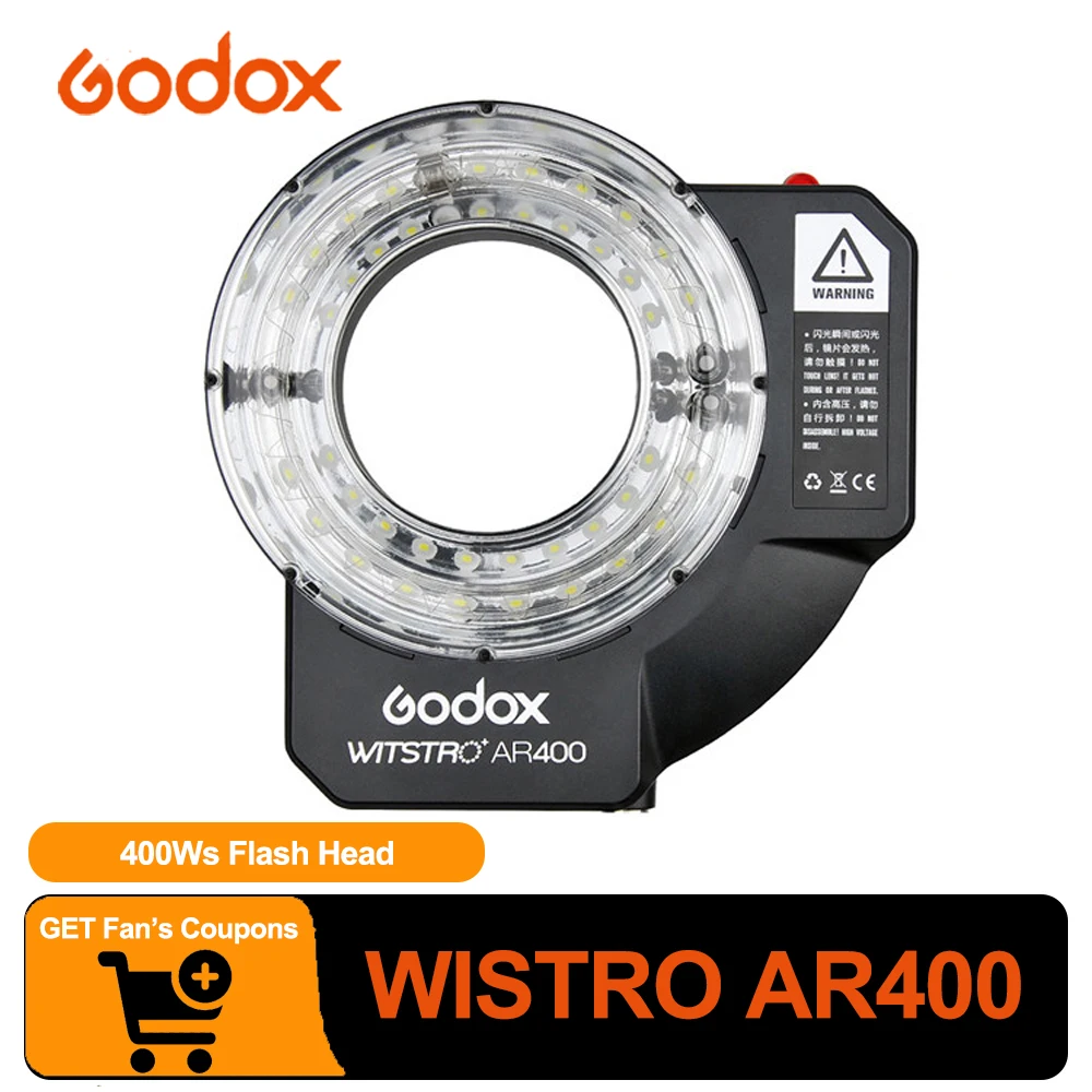 

Godox Witstro AR400 400ws 5600k Ring Flash Head Video Flash Light for Photography Video Recording