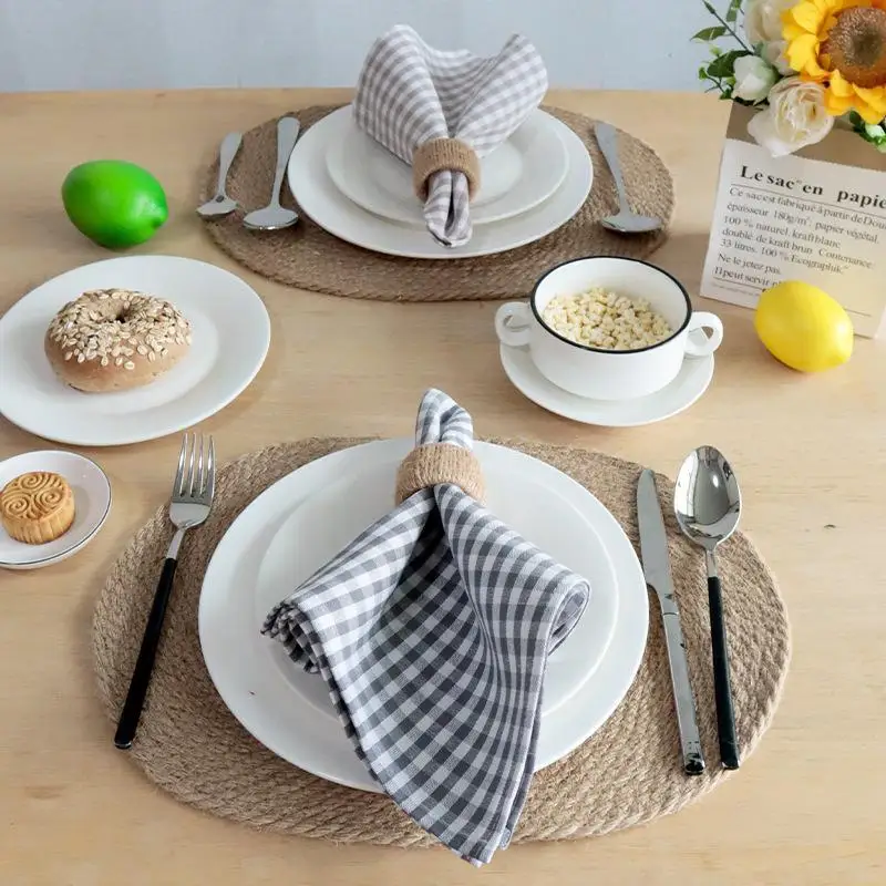 Gingham Napkin 45cm X 45cm Cotton Small Check Cloth Table Napkin Wedding Christmas Party Red Gray Blue Decor