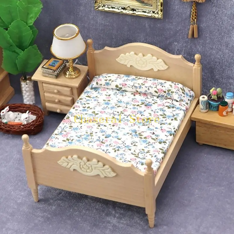 E7ce mooie mini poppenhouse meubels bed miniatuur voor meisjes kinderen doen alsof voor spelen