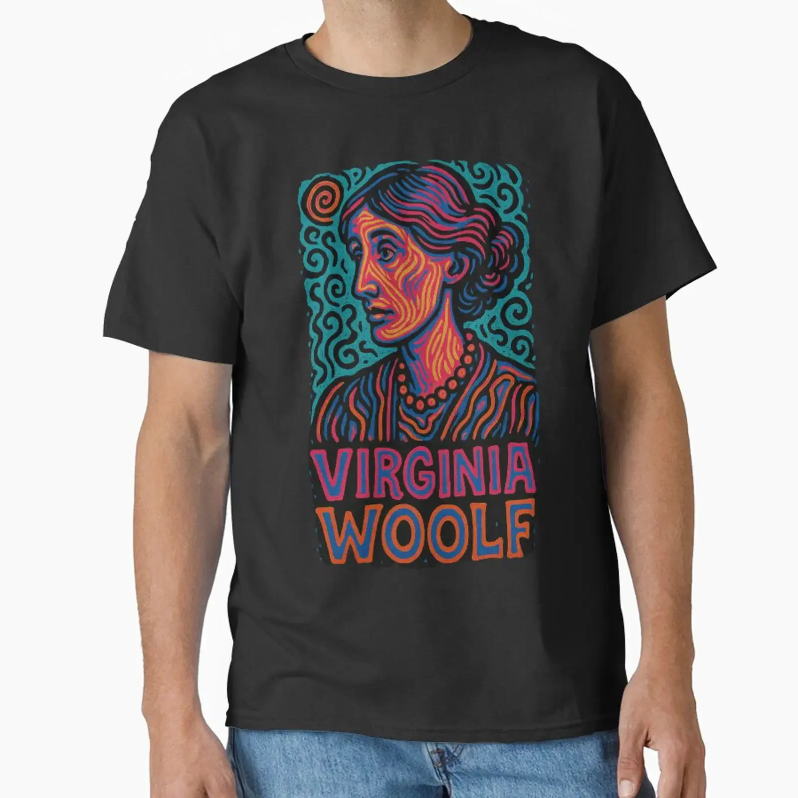 Virginia Woolf designed and sold by oskyposters vintage Washed Stylish Casual homme Comfortable Top For Everyday Wear Stretched