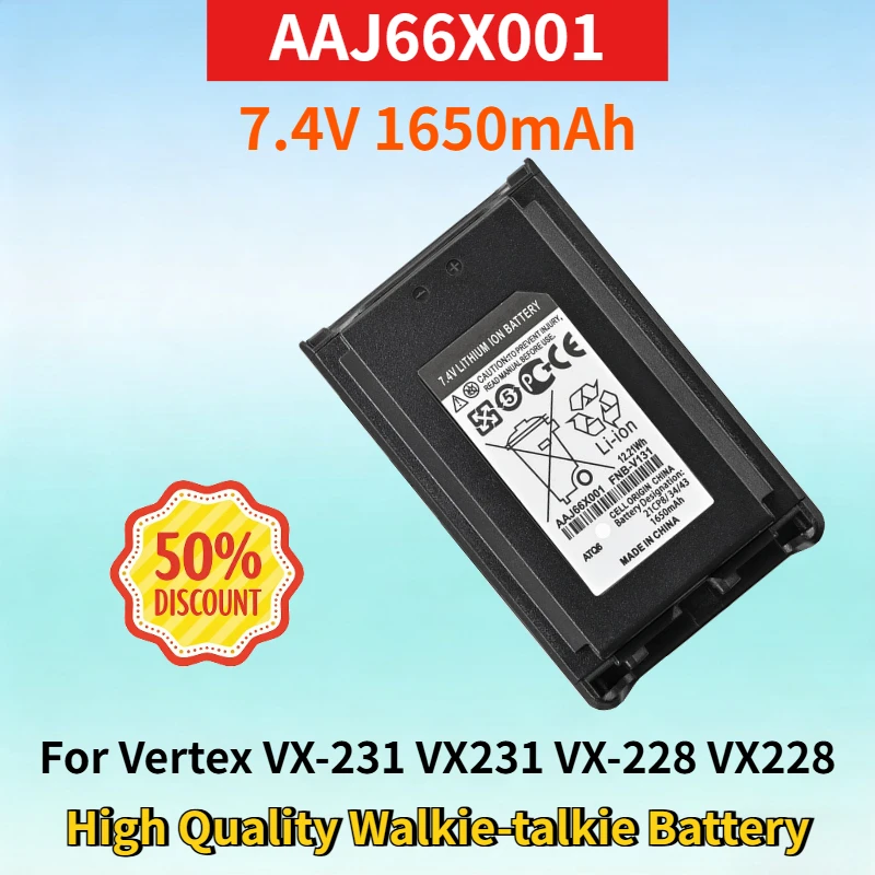 

New AAJ66X001 7.4V 1650mAh Battery for Vertex VX-231 VX231 VX-228 VX228 VX230 VX-234 FNB-V131 High Quality Walkie-talkie Battery