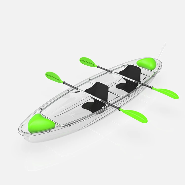 PC Sheets Lightweight Polycarbonate Fishing Boat Transparent Kayak with Stainless Steel Frame OEM Accept