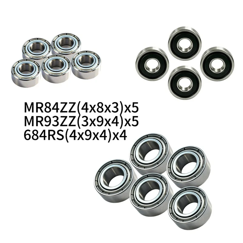 14Pcs Sealed Miniature Ball Bearing Set for 1/16 RC Truck, Wheel Hub & Differential Replacement Bearings