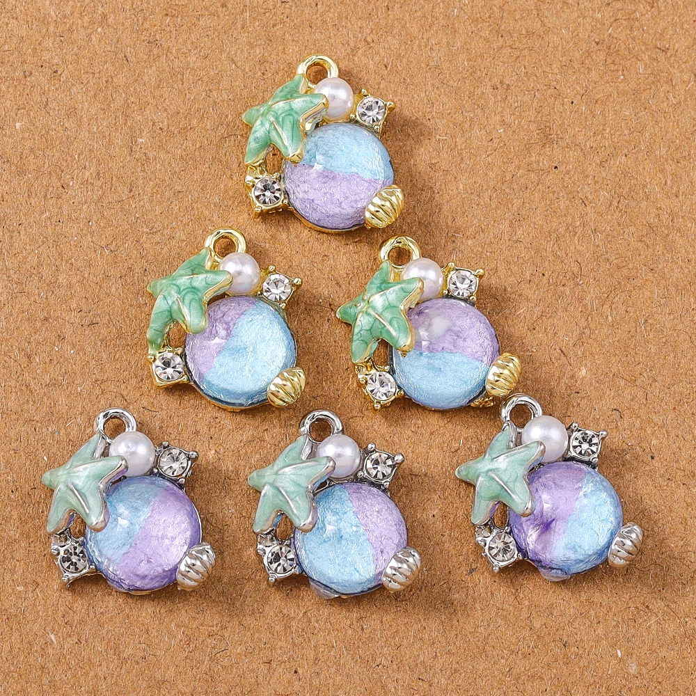 5 Stück exquisite Edelstein-Kristall-Seestern-Charms-Anhänger für Schmuckherstellung, Halskette, Armband, Ohrringe, DIY-Zubehör – Detail 5