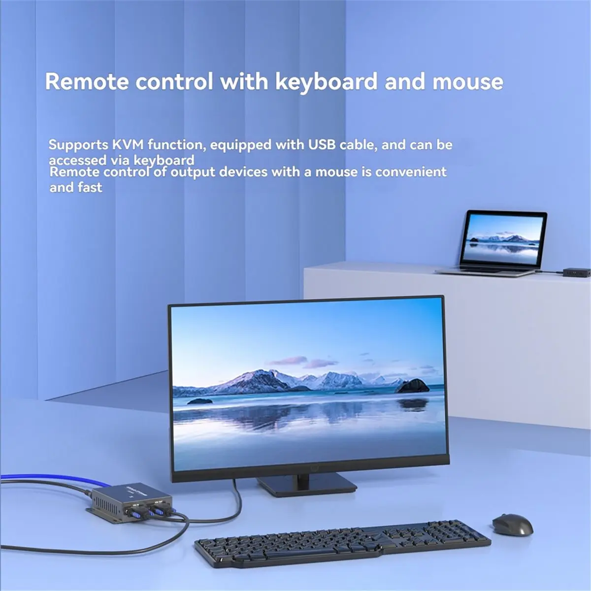 A93P VGA KVM Audio Extender VGA to RJ45 Network Cable Extender with 3.5mm Audio Port , 1080P 150m Long Distance EU PLUG