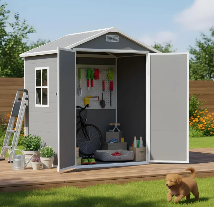 Cross-border Outdoor Tool Room Storage Shed Plastic Waterproof Floor Easily Assembled Portable For Backyard & Garden Use
