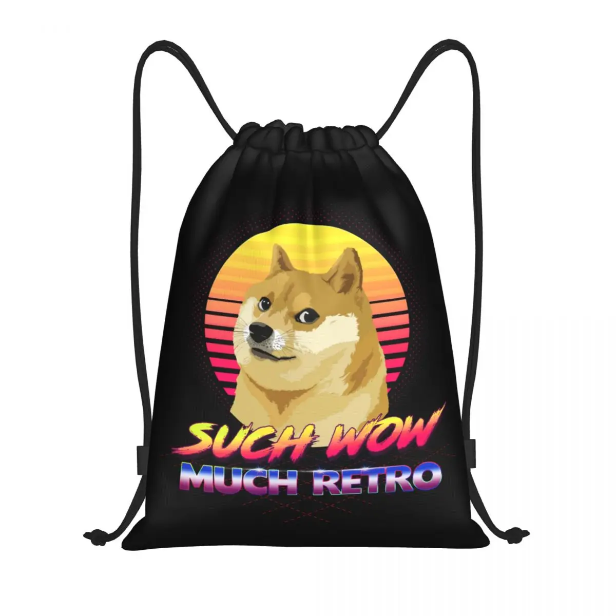 Custom Such Wow Much Retro Cheems Doge Drawstring Bags Women Men Lightweight Shiba Inu Sports Gym Storage Backpack