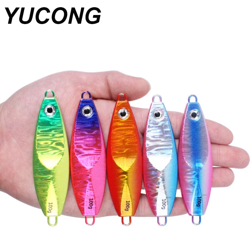 YUCONG 1PX Metal Jigs Spoon 40-60-80-100g Trolling Fishing Lure Sinking Jigging Bait Hard Wobblers leurre peche cebo duro Isca