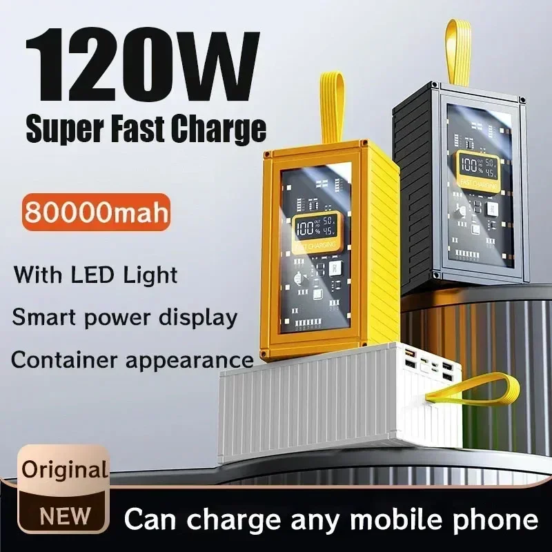 Portable Power Bank 80000mAh with Two-way Quick Charge,Transparent Mecha Digital Display for Fast Charging iPhone Samsung Huawei