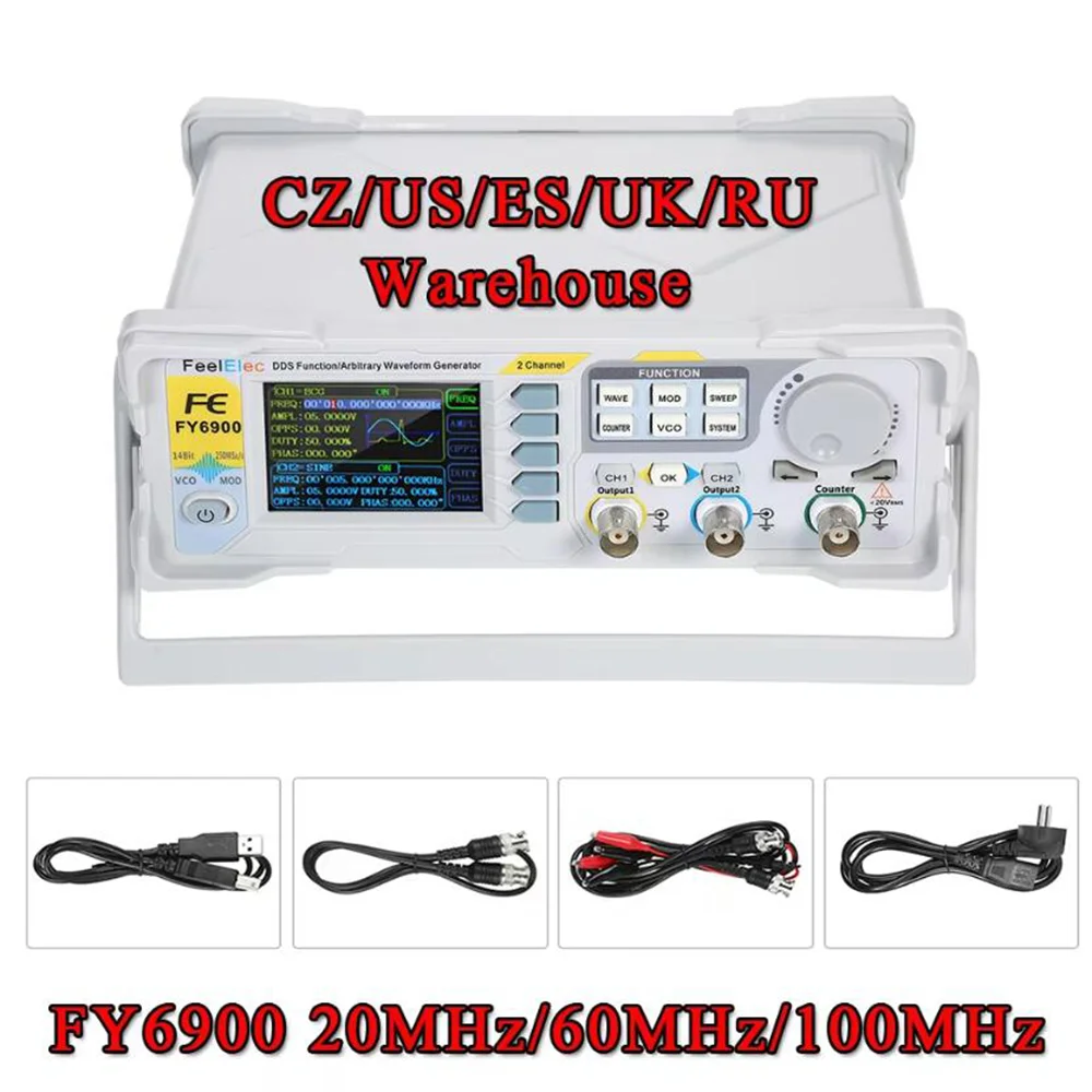 KKmoon FY6900-100M Function Signal Generator High Precision Digital DDS Dualc-hanel Function Signal/Arbitrary Waveform Generator