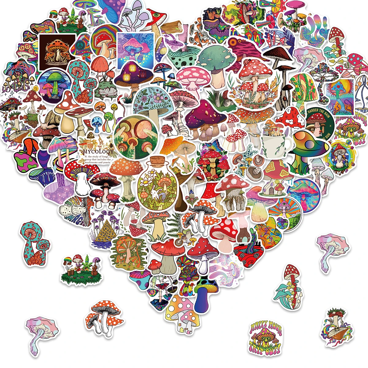 10/50/100pcs Cartoon Mushroom Plant Stickers Graffiti Skateboard Waterproof Guitar Luggage Notebook Laptop PVC Car Sticker Decal