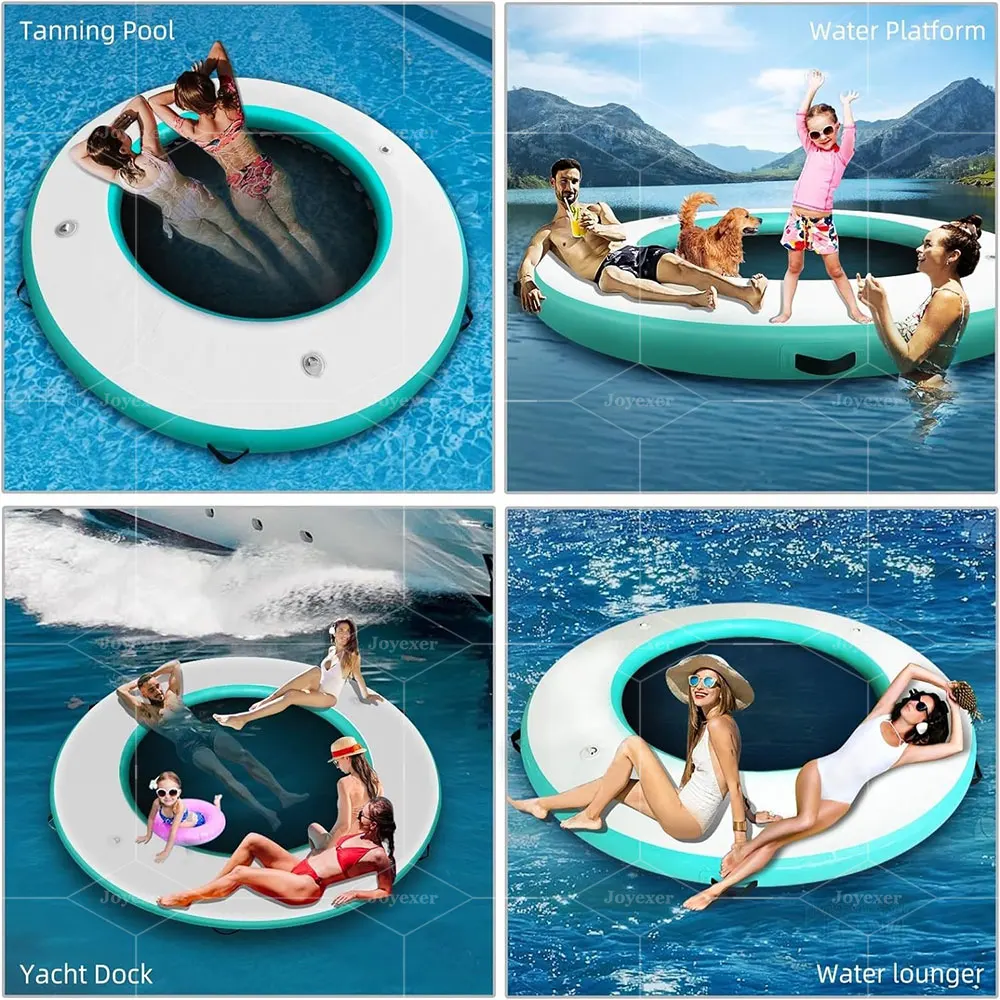 Hamaca inflable de encargo del agua de la piscina flotación portátil de la malla del muelle del color y del tamaño 8ft