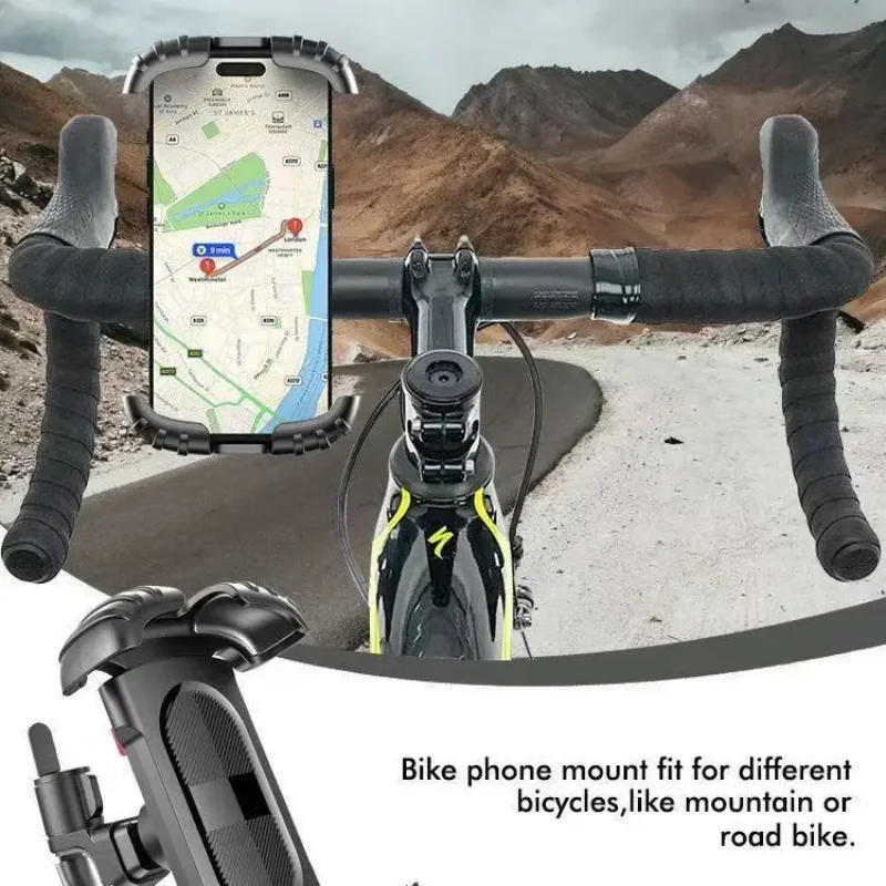 Einstellbar 360° °   Drehbarer Fahrrad- und Motorrad-Handyhalter, Stabile Anti-Vibrations-Halterung für 4-7 Zoll Handys, für Mountainbike- und Straßenradtouren