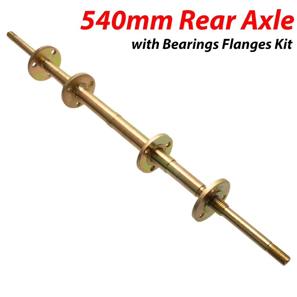 540mm Rear Axle with Bearings Flanges Kit for DIY 49cc 50cc Mini 2 Stroke Small ATV Go Kart Small Quad Bike Mountain Bike Parts