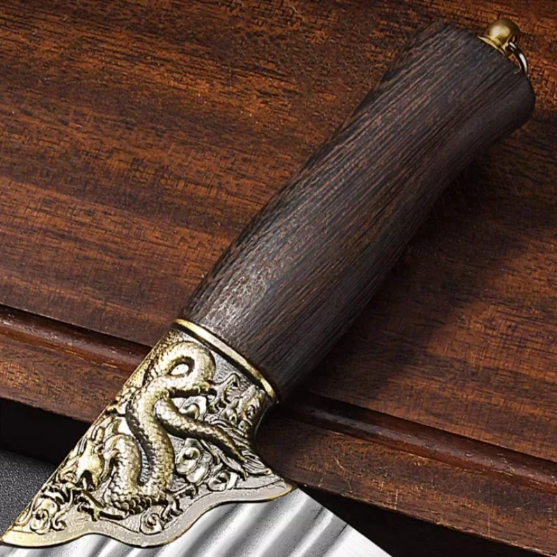 Thickened bone chopping knife, dragon carved handle, thickened and weighted, specialized for chopping bones