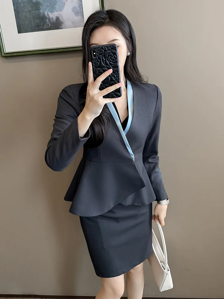 Professional Women's Suit Set2025New Spring and Autumn Workwear with a Stylish Waist-Cinching Design for Jewelry Store and Real