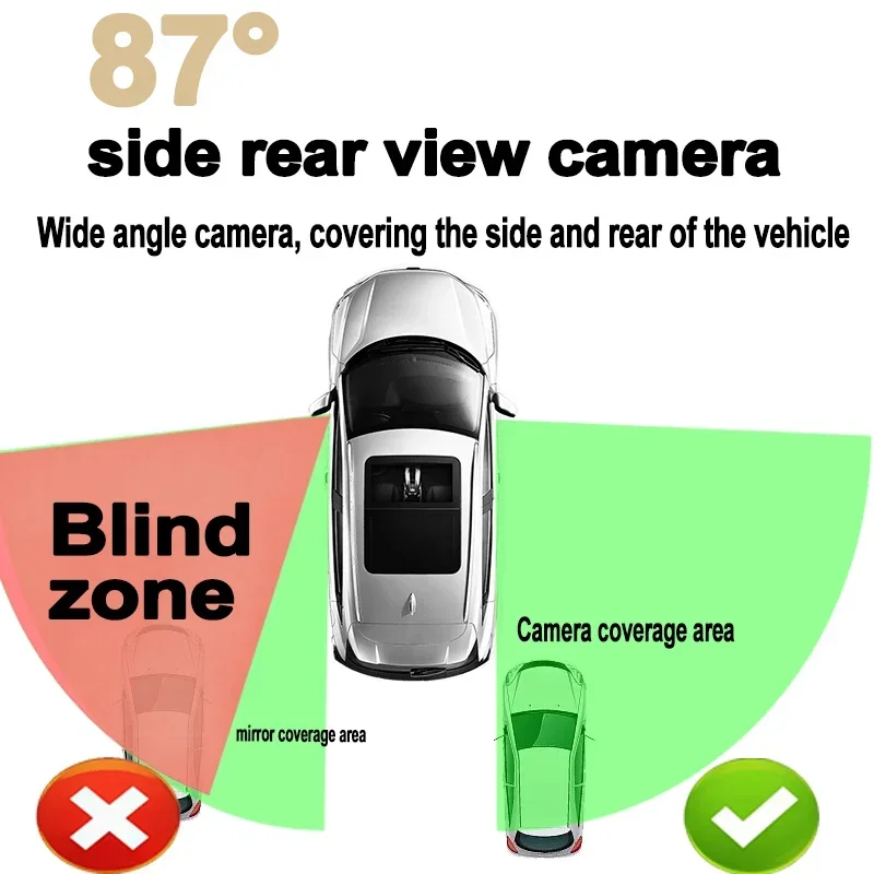 Left Right Side Rear View Blind Spot Car Camera 3M Sticker Digital HD Night Vision Waterproof Parking Assistant Camera - Image 2