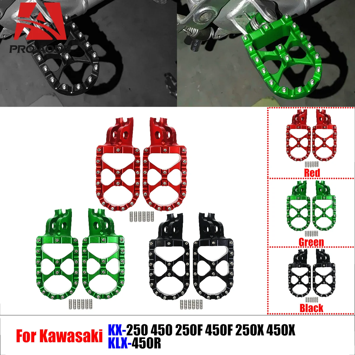 

High-Quality Motorcycle Accessories - CNC Foot Pegs Pedal For Kawasaki KX 250 450 250F 450F 250X 450X KLX 450R KXF250 KXF450