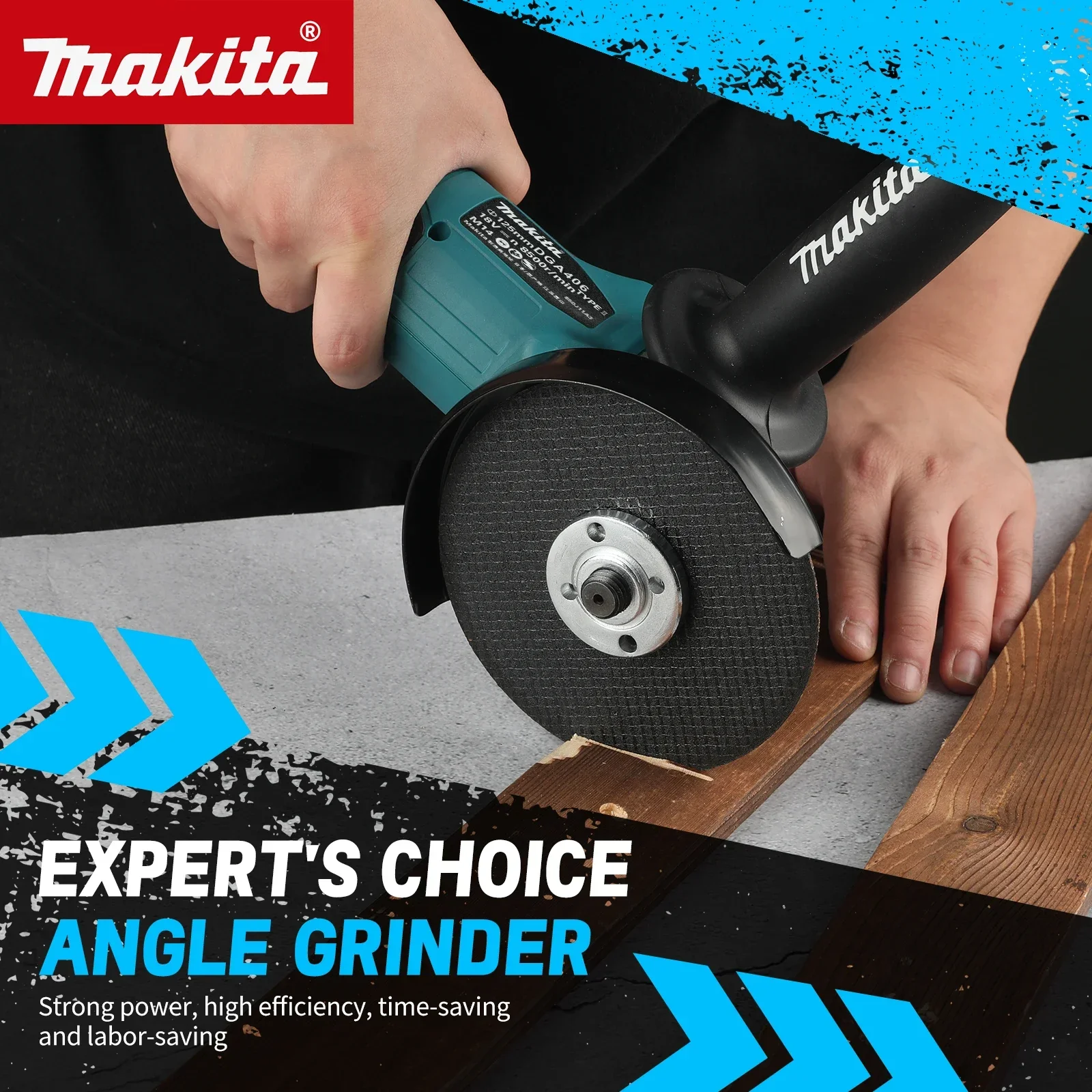 For Makita DGA406 Portable Brushless Grinder Safety Lock Anti Slip Handle Wear Resistant BodyConstruction Metal Processing tools