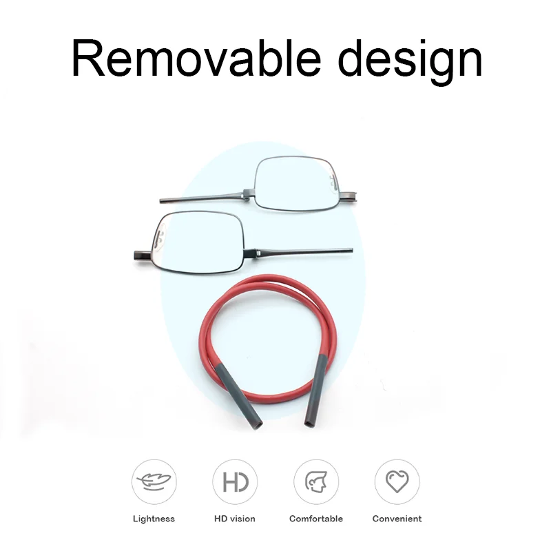 Hochwertige Legierungs-Magnetbrille zum Aufhängen am Hals für Männer und Frauen, Tragbare Magnet-Lesebrille – Detail 4