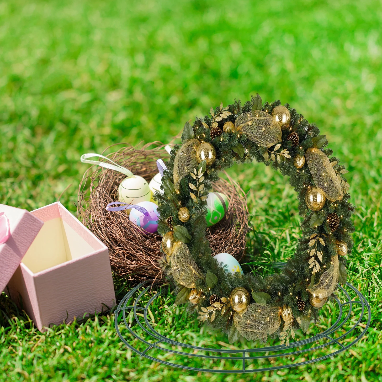 

2pcs DIY Making Tools Supplies Egg Wreath Making Tool Shaped Frames Easter Supplies Iron Wreath Rack Decorations