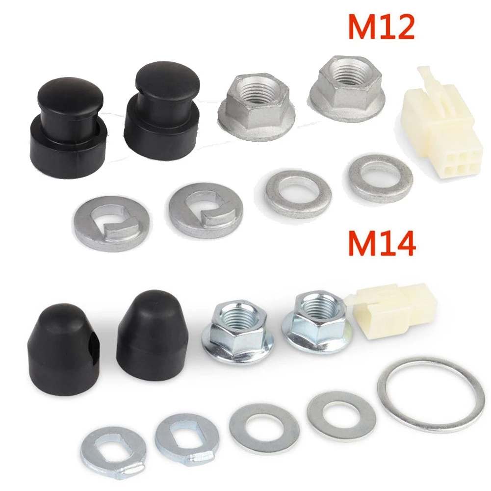 전기 자전거 허브 모터 액슬 M12 전면 잠금 너트, 잠금 와셔, 스페이서, 너트 커버, 12mm 샤프트 포함