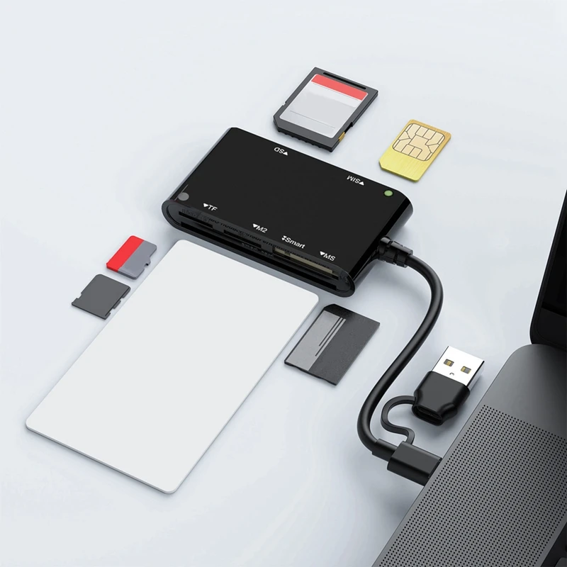 USB C USB 3.0 Multi Card Reader 6 in 1 Smart/MS/M2/TF/SIM/SD Picture Card Reader Emory Stick Pro Duo Adapter-A82Z