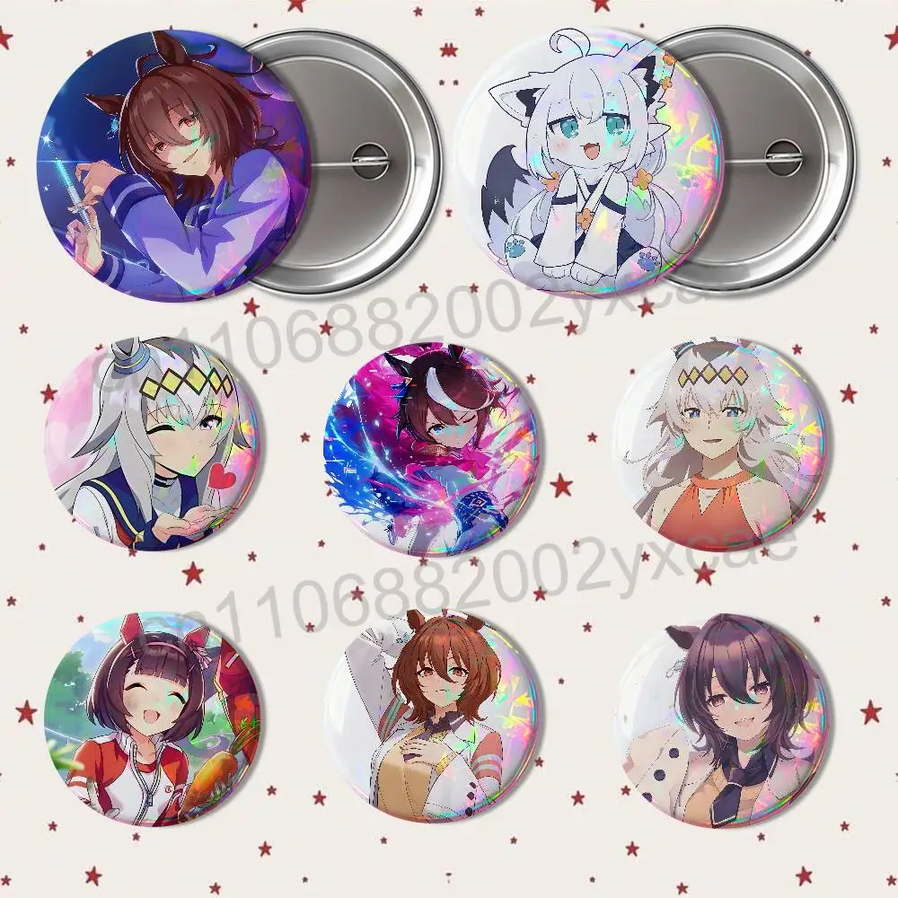 

Nishino Flower Pretty Derby Oguri Cap HD Print 58mm 44mm Round Lapel Pins Pretty Derby Round Display Brooches Brooch Badges